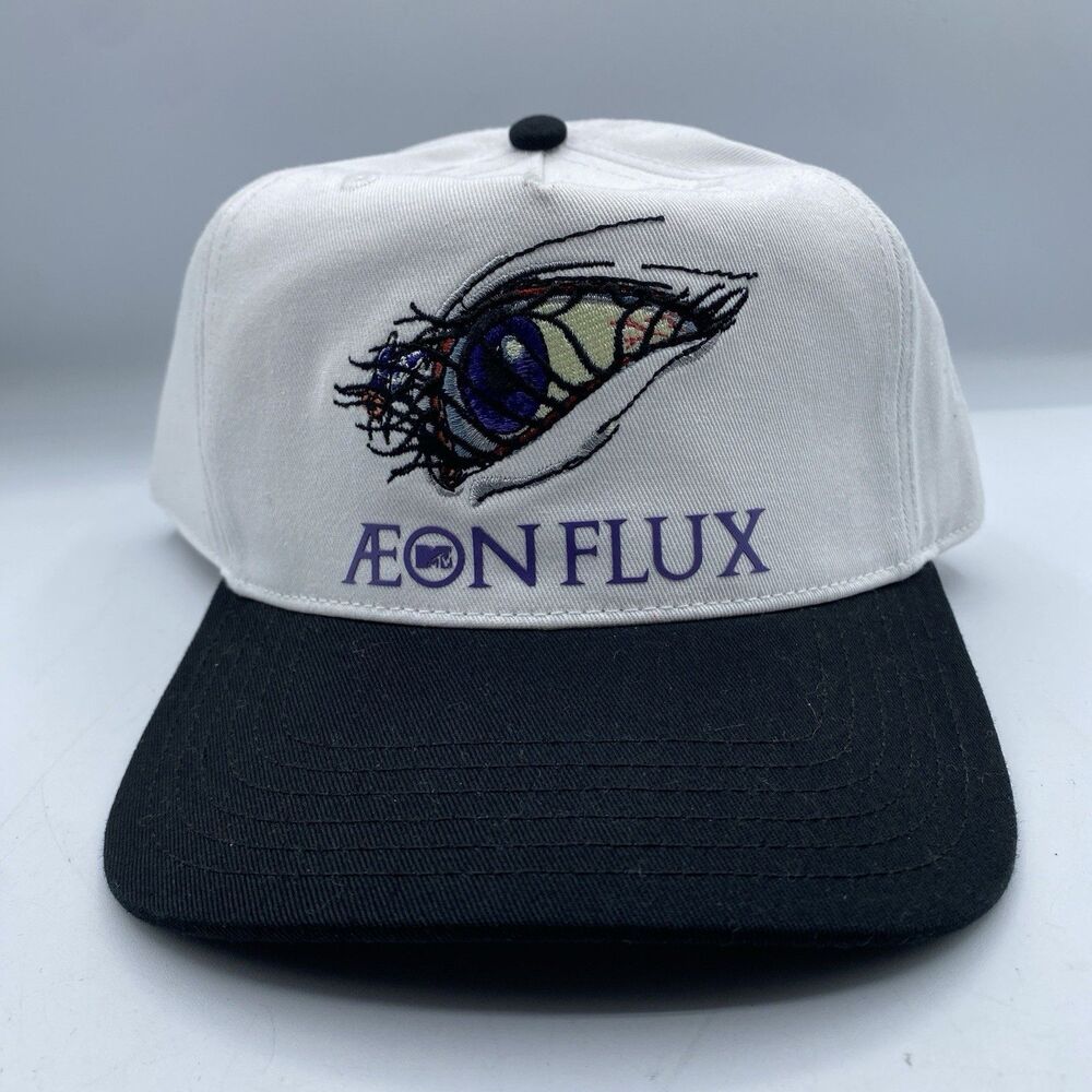 Aeon Flux Hat MTV White White Adjustable Cap Snapback Logo Show TV NWOT